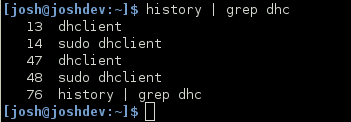 Example of using grep to filter history list