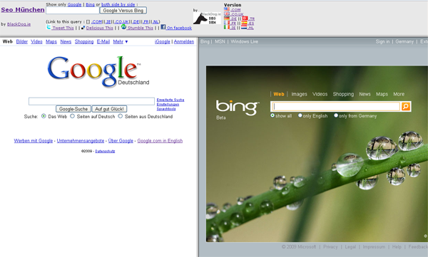 google bing side by side search