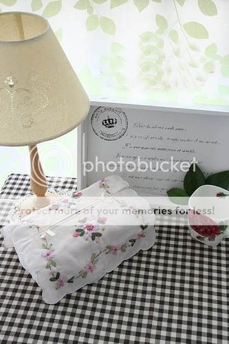 Delicate Ribbon Embroidery Cotton Tissue Box Cover Pink  