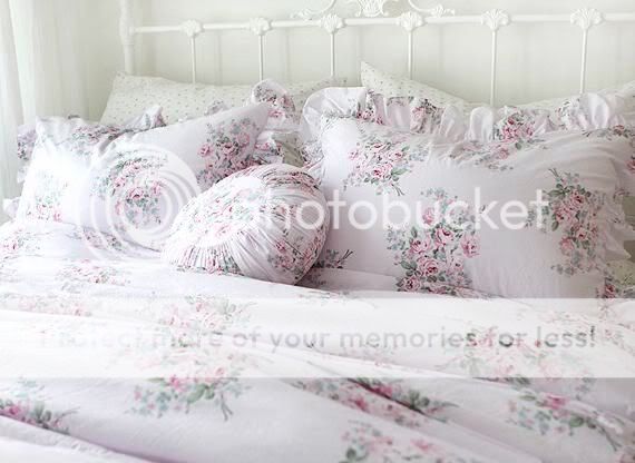 Vintage Pretty Pink Roses Cotton 4pc Bedding Sheet Set