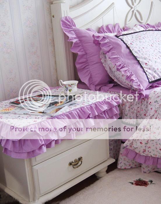 Shabby Chic Purple Floral Cotton Bedding Duvet Cove Set