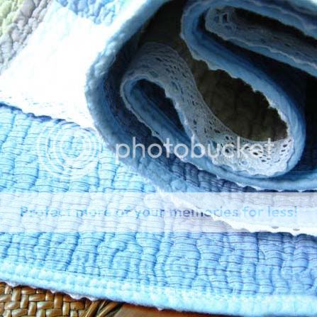 Shabby Chic Blue 3pc Quilted Floor Runner Rug Set