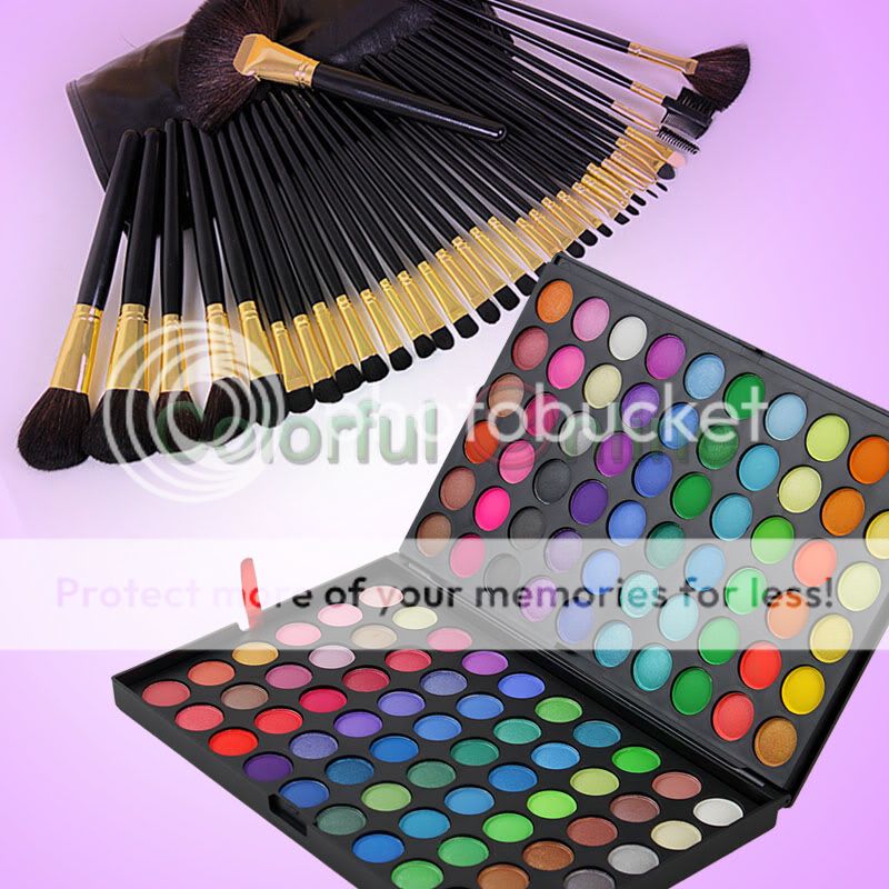 Pro Manly 120 Color Eye Shadow Palette B Manly 32 PC Makeup Brushs Set