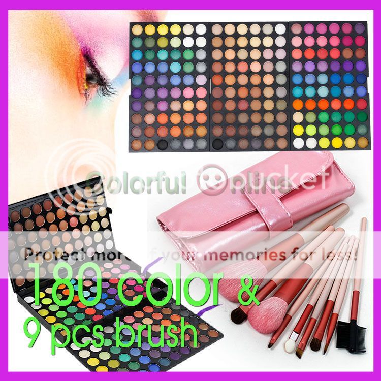 New pro 180 Color Warm&Shimmer&Matte Makeup Eye Shadow Palette+9 pc 