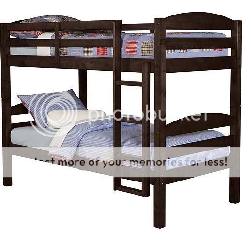   Espresso Twin Bunk Bed Solid Wood Separates into Two Twin Beds  