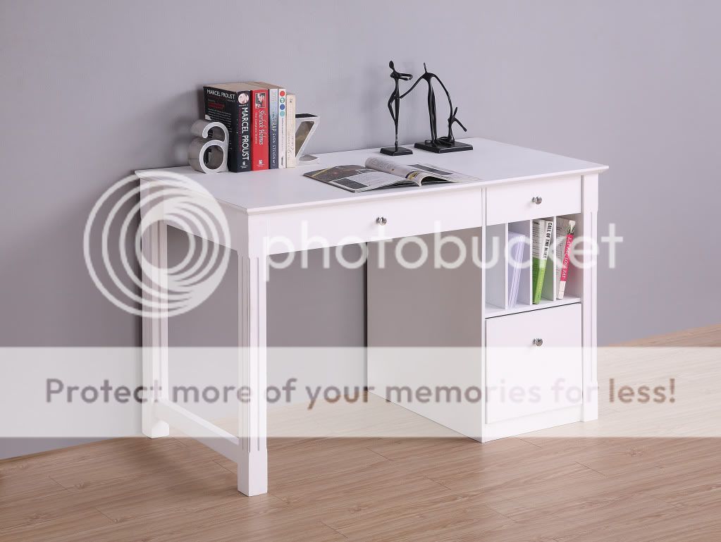 New 48 Deluxe Wood Storage Desk With File Drawer White  