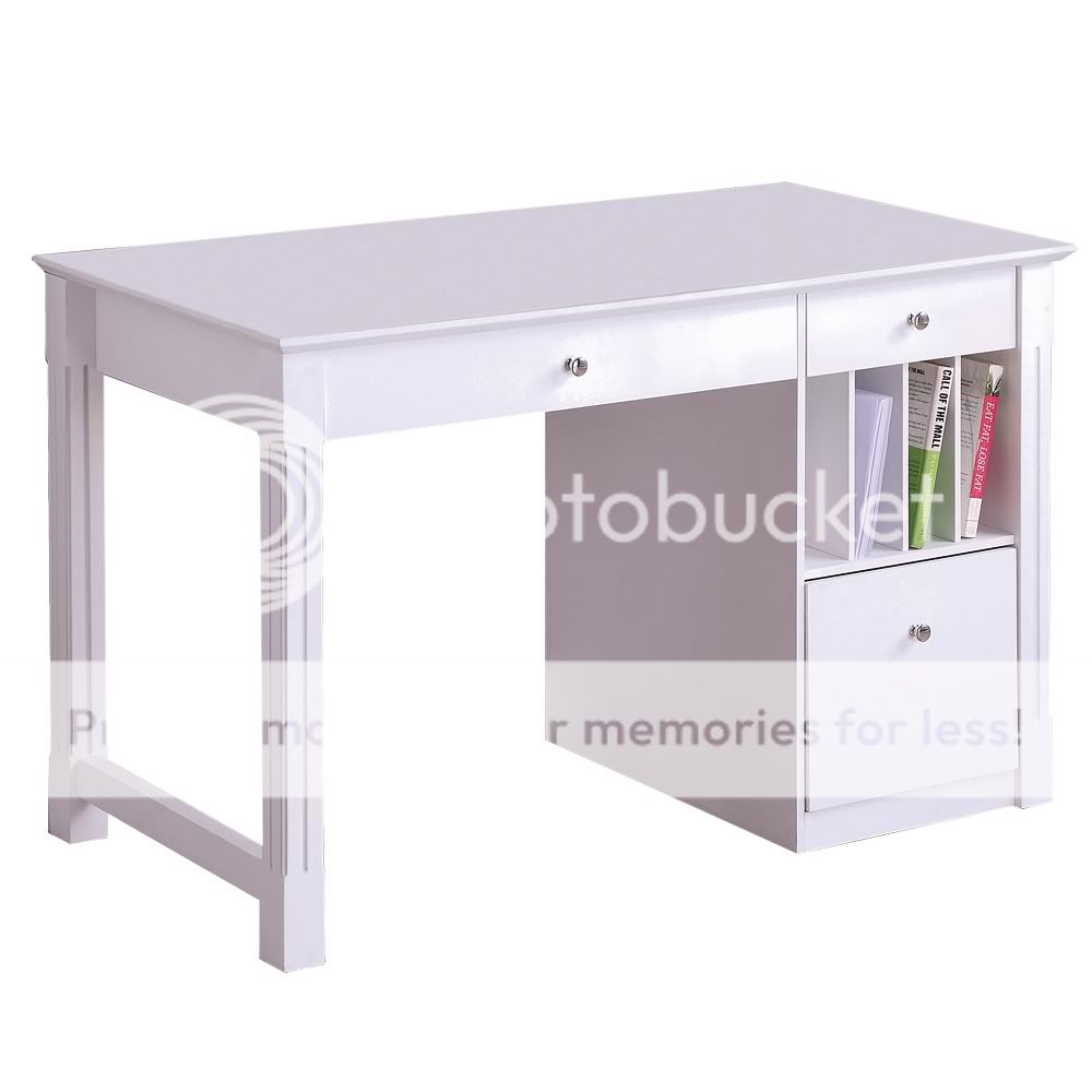 New 48 Deluxe Wood Storage Desk With File Drawer White  