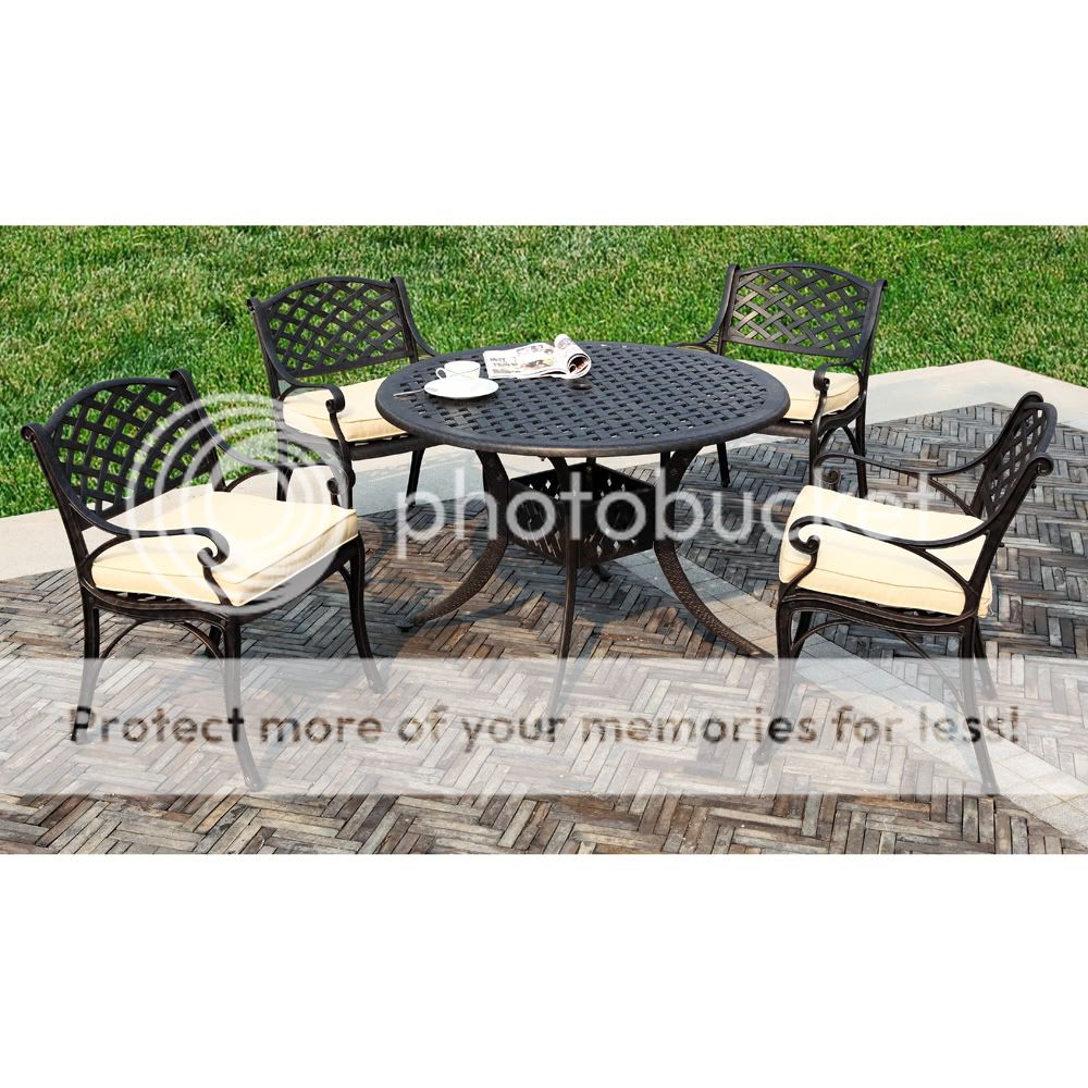 48 Round 5 piece Cast Aluminum Outdoor Patio Furniture  