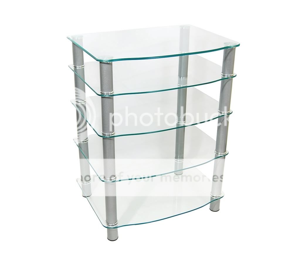 New Silver & Clear Glass Audio Component Tower TV Stand  