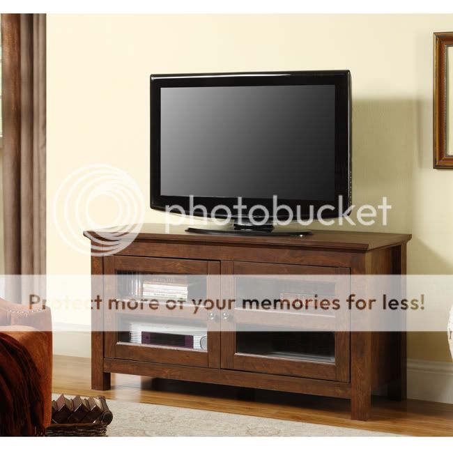 44 Glass Door Plasma LCD TV Stand Console Brown