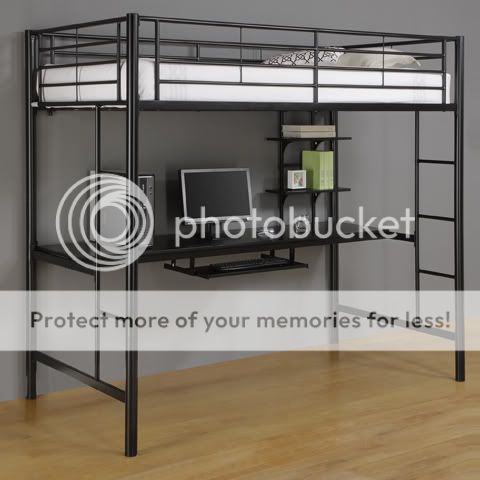 New Metal Kids Loft Bunk Bed Twin with Desk  Black  